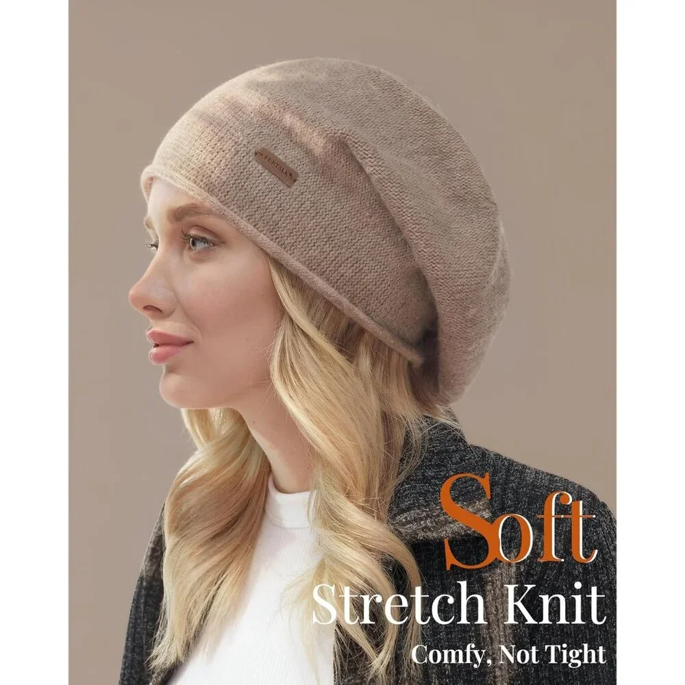 Women Slouchy Beanie Hat Soft Warm Wool Blend Winter Accessories - Picture 3 of 7